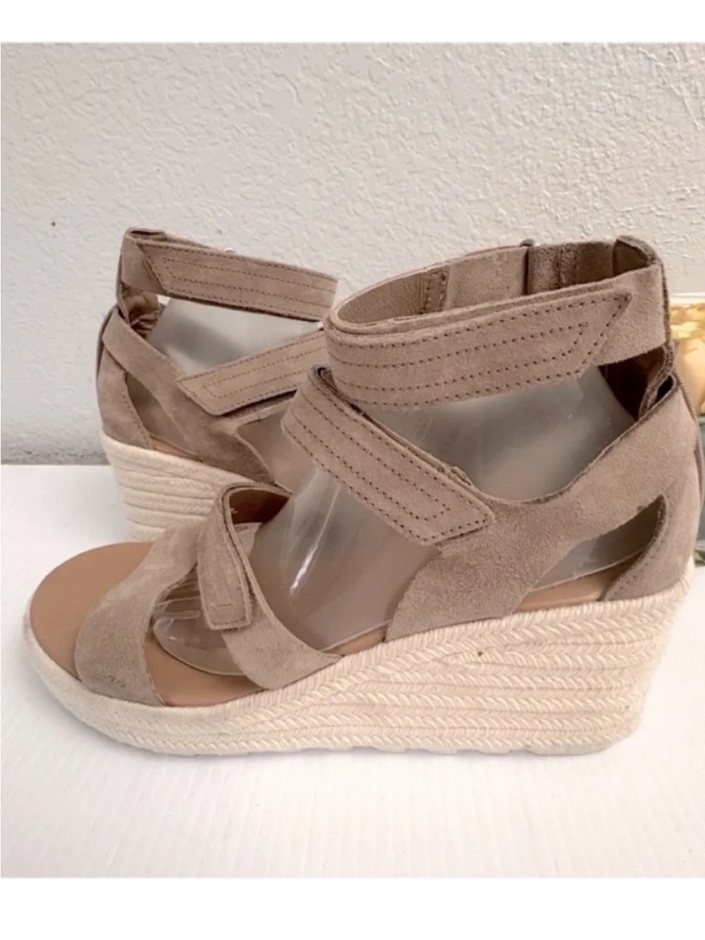 Sorel Cameron Taupe Multi-Strap Espadrille Wedge Sandals Sz 11
